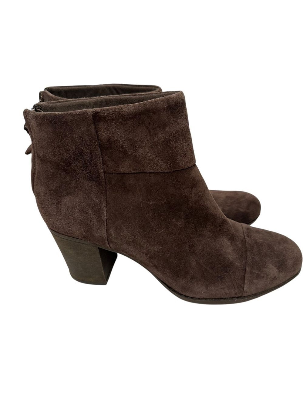Clarks Women’s Brown Suede Block Heel Ankle Boots Zip Booties Size 8.5